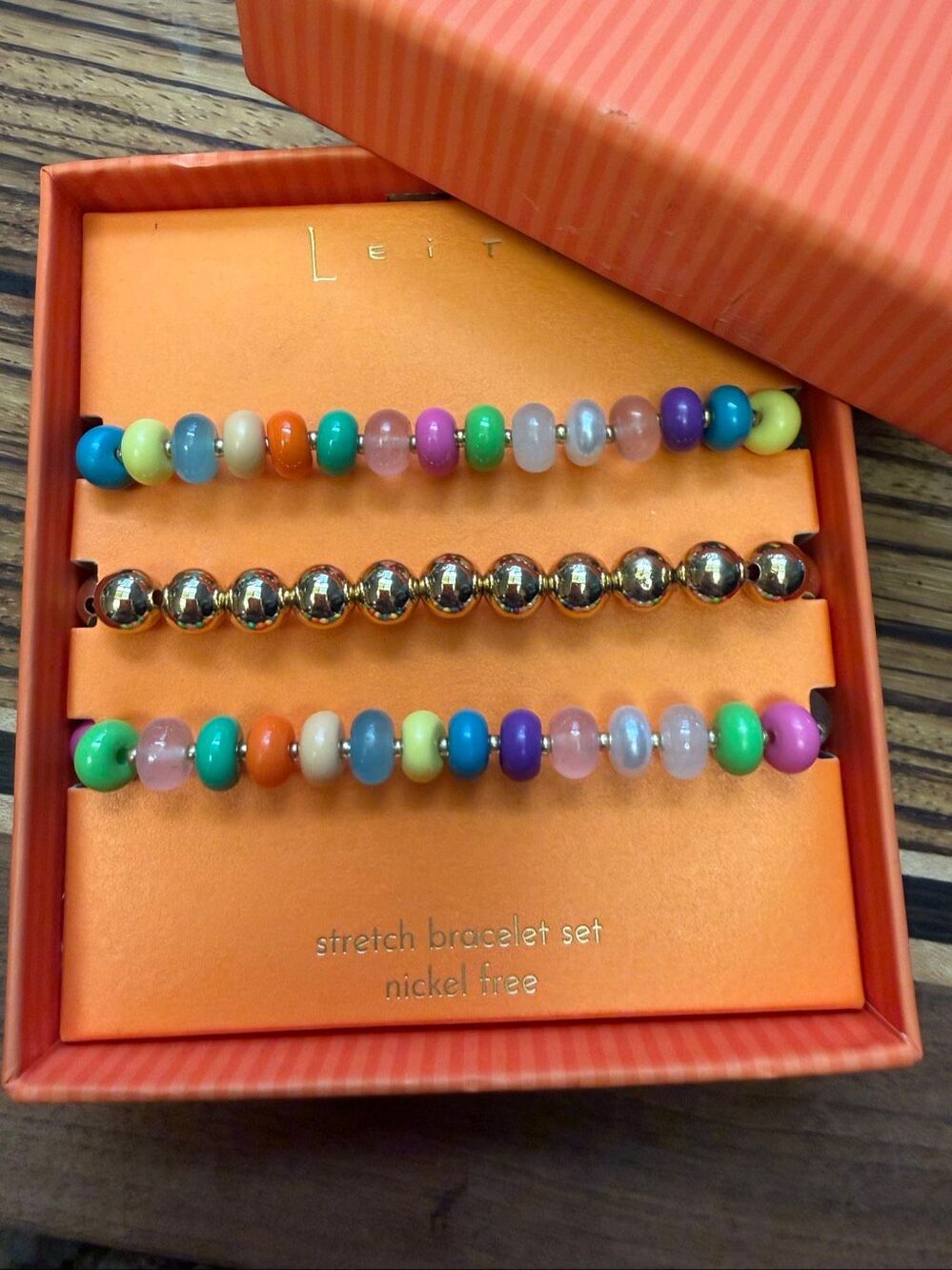 New in the box Leith Nordstrom beaded stretch bracelet set